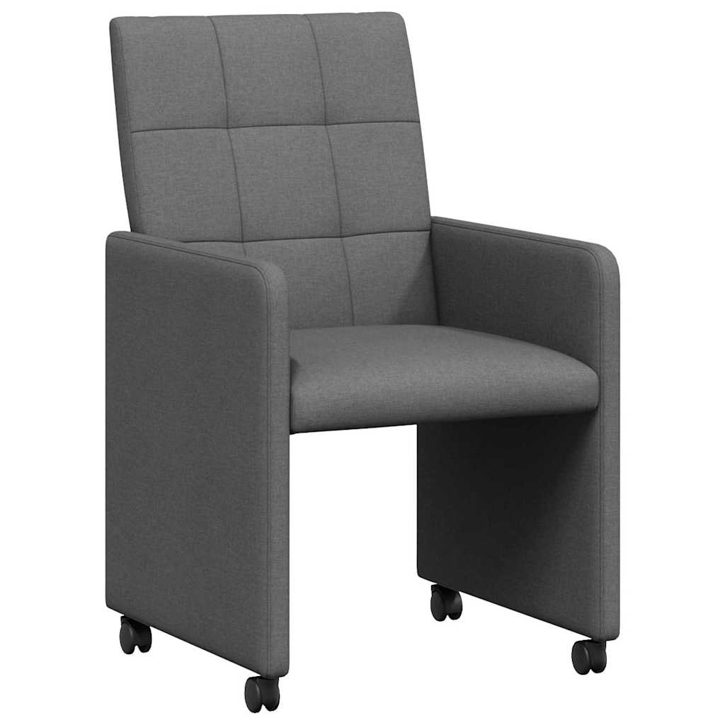 Esszimmerstühle mit Rollen 2 Stk. Stoff Dunkelgrau