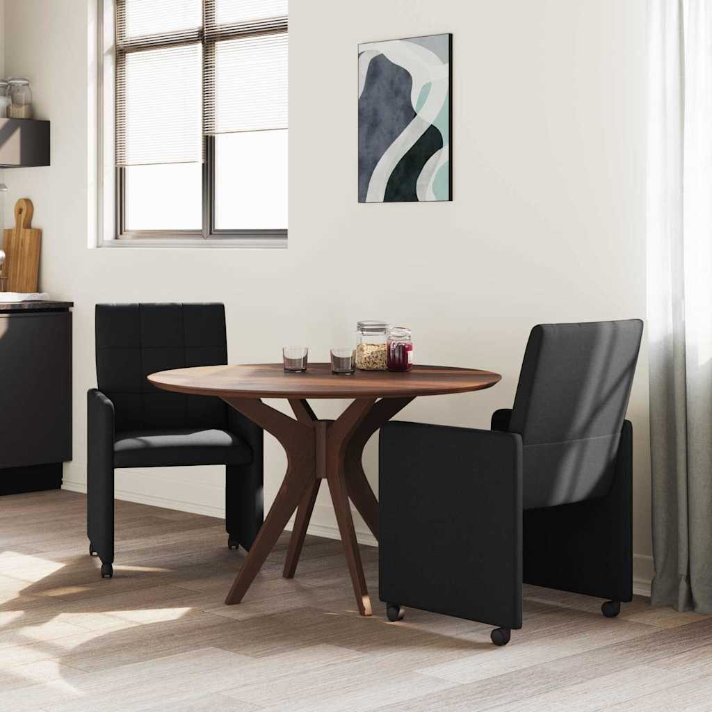 Esszimmerstühle mit Rollen 2 Stk. Stoff Schwarz 58 x 65 x 94 cm
