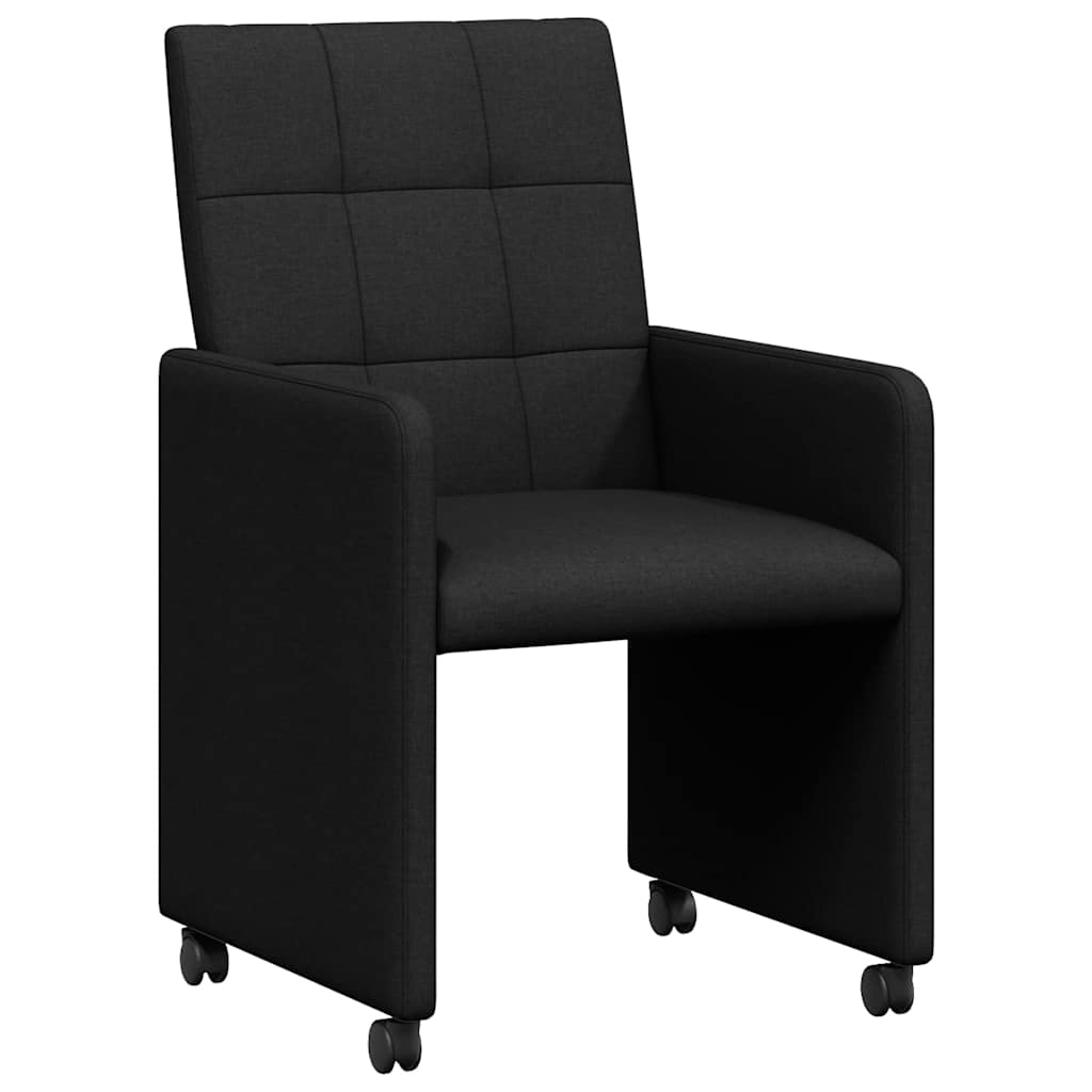 Esszimmerstühle mit Rollen 2 Stk. Stoff Schwarz 58 x 65 x 94 cm