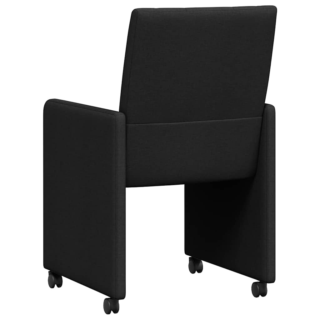 Esszimmerstühle mit Rollen 2 Stk. Stoff Schwarz 58 x 65 x 94 cm