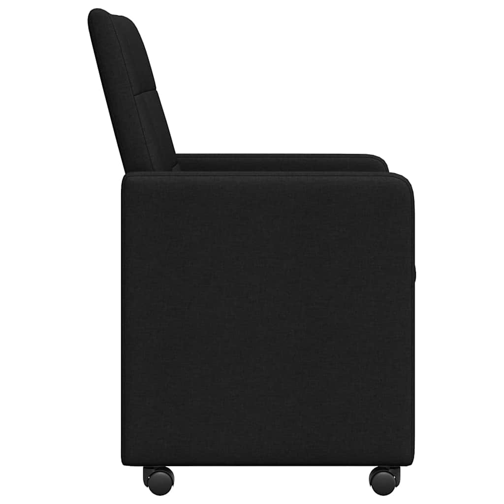 Esszimmerstühle mit Rollen 2 stk. Stoff Schwarz 58 x 65 x 94 cm