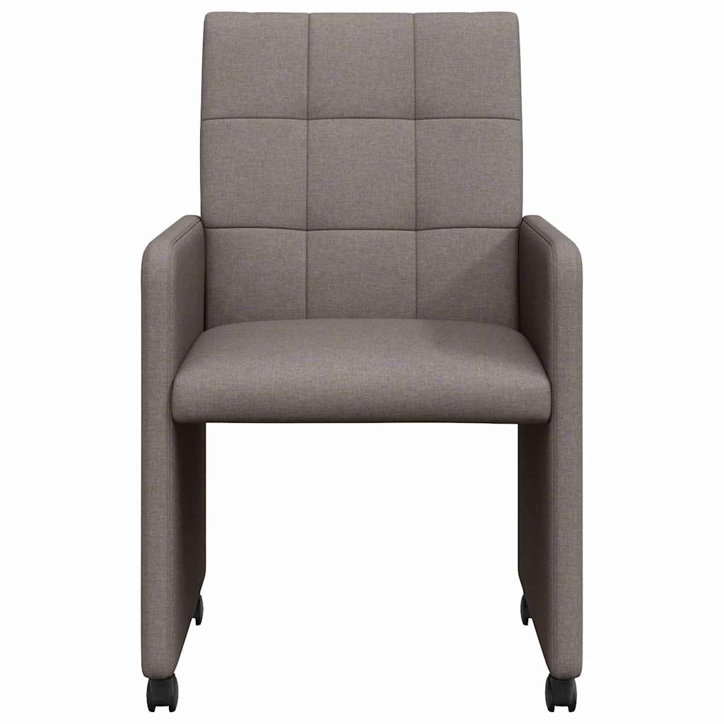 Esszimmerstühle mit Rollen 2 stk. Stoff Taupe 58 x 65 x 94 cm