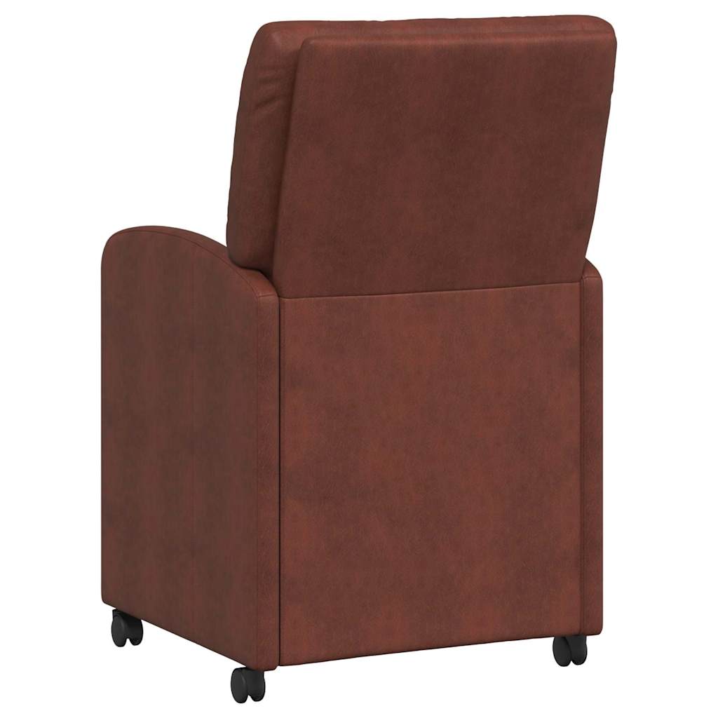 Esszimmerstühle mit Rollen 2 Stk. Kunstleder Glänzendes Braun