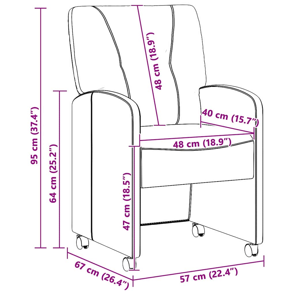 Esszimmerstühle mit Rollen 2 Stk. Kunstleder Glänzendes Braun