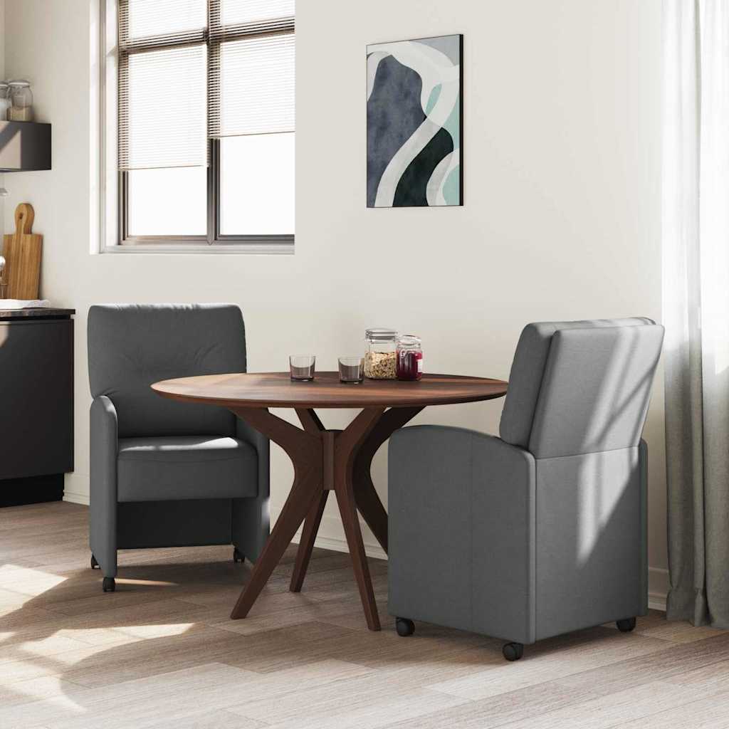 Esszimmerstühle mit Rollen 2 Stk. Stoff Dunkelgrau