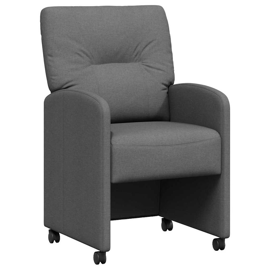 Esszimmerstühle mit Rollen 2 stk. Stoff Dunkelgrau