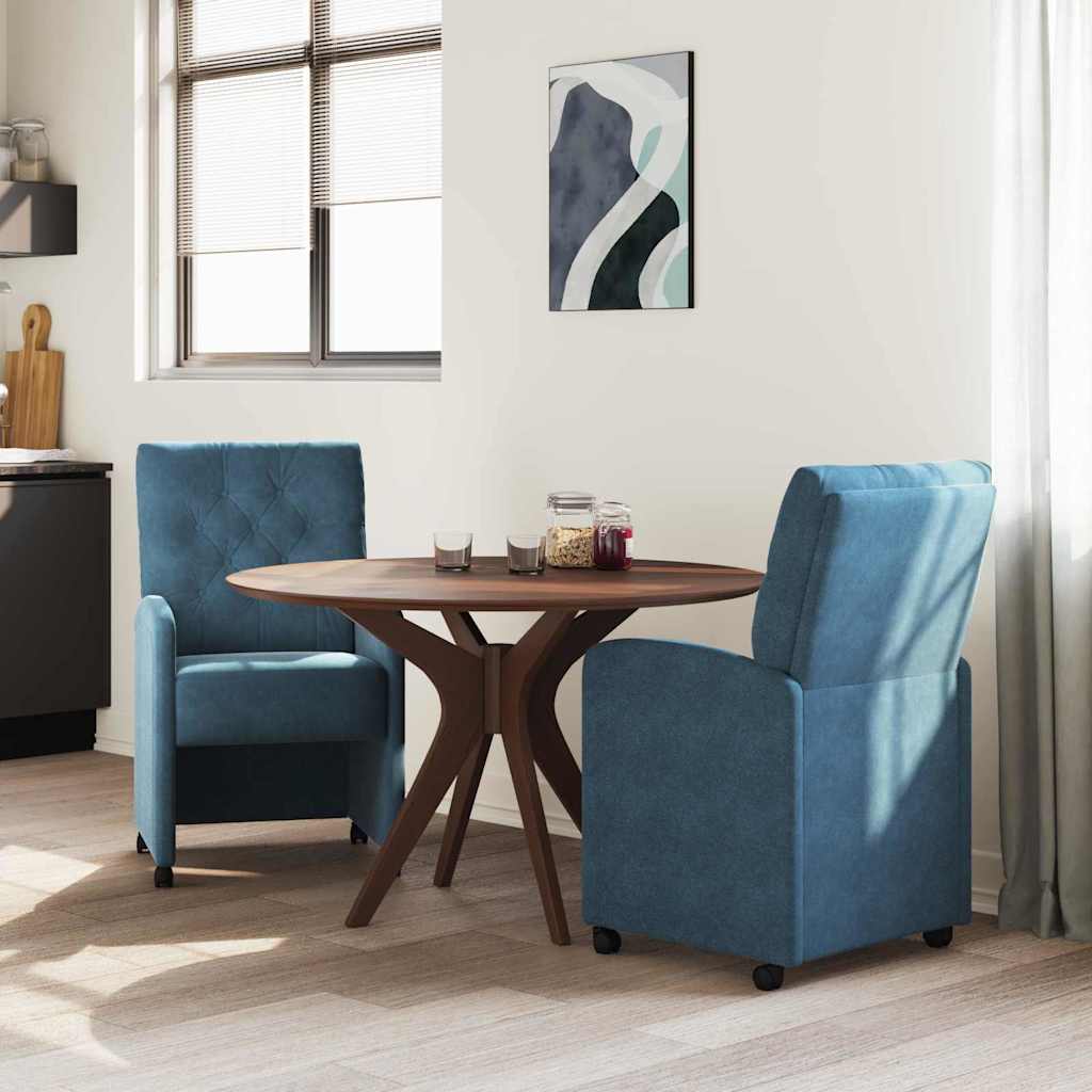 Esszimmerstühle mit Rollen 2 Stk. Samt Blau 58 x 67 x 97 cm