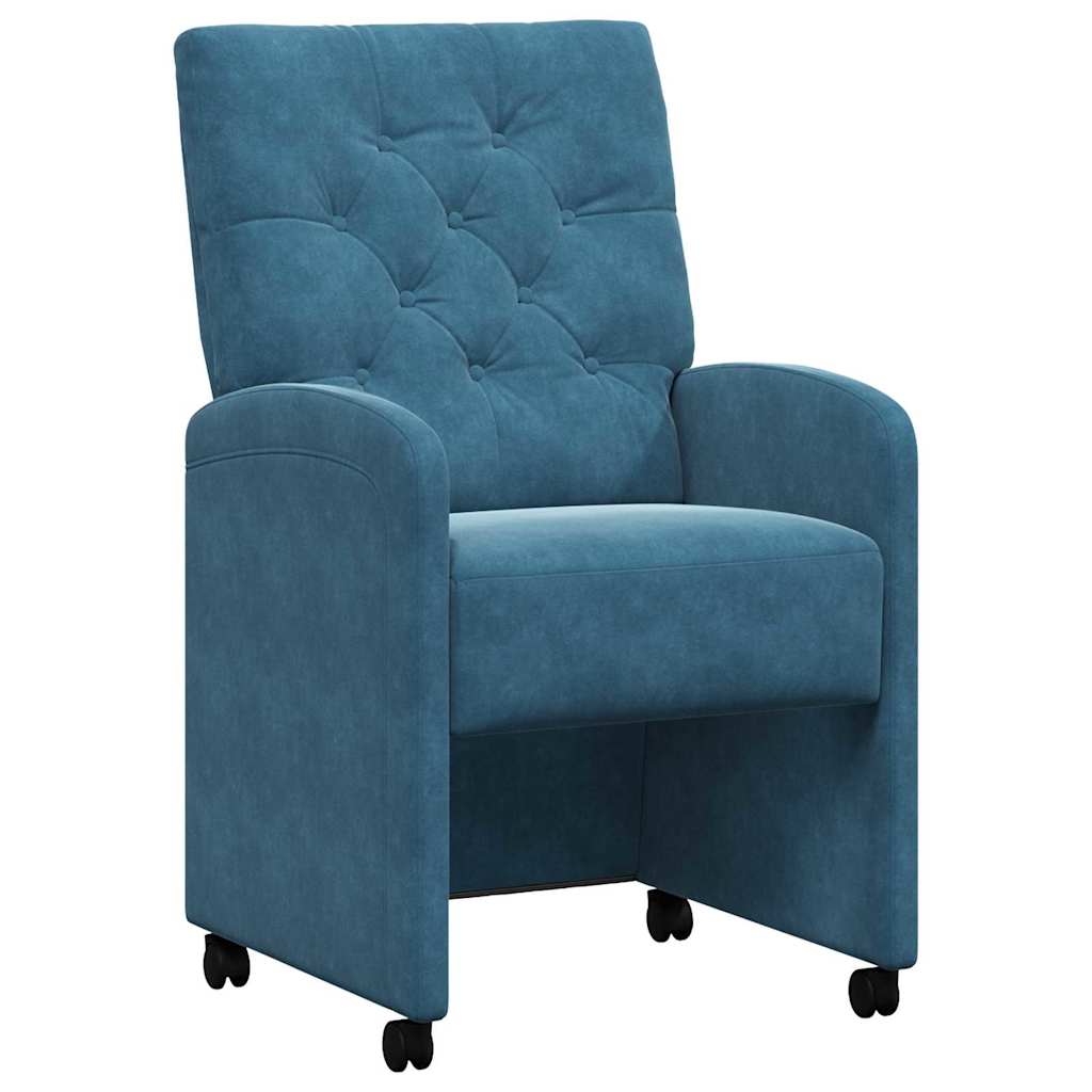 Esszimmerstühle mit Rollen 2 Stk. Samt Blau 58 x 67 x 97 cm