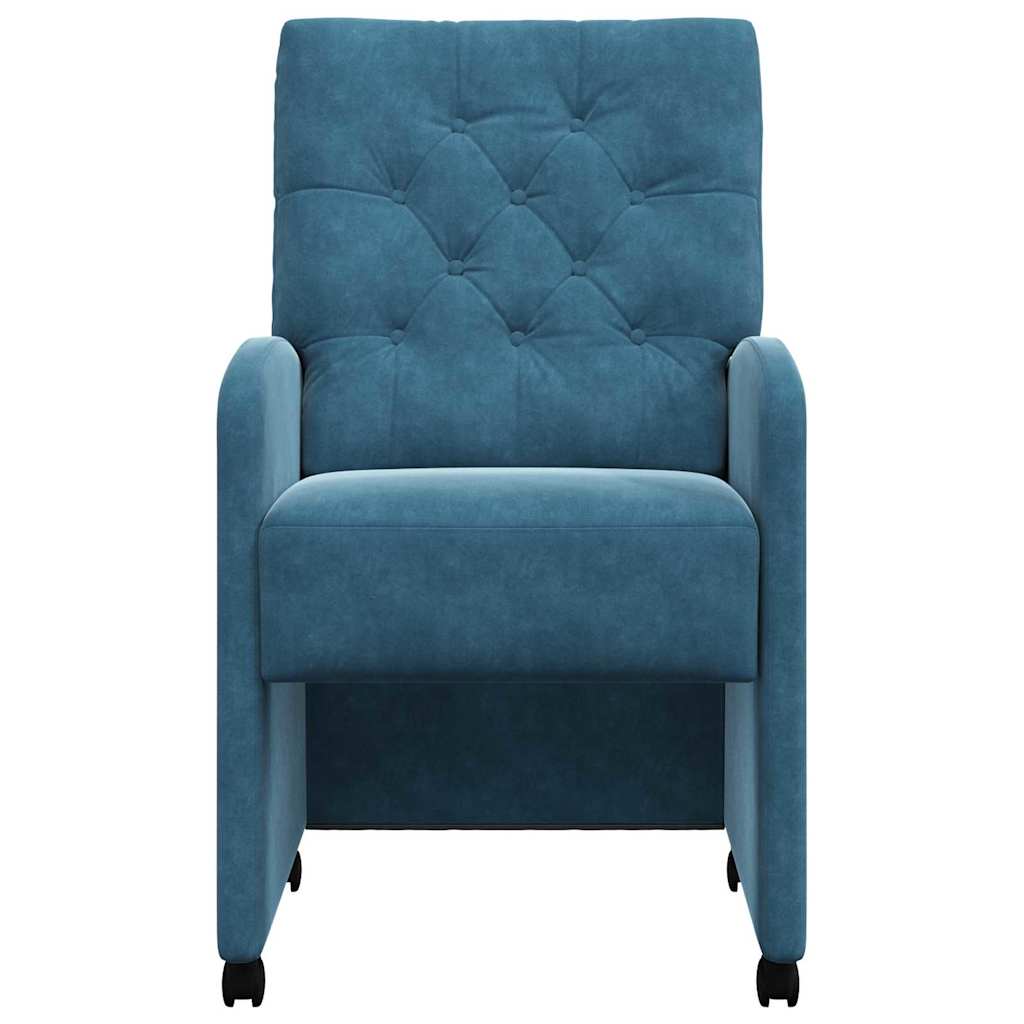 Esszimmerstühle mit Rollen 2 Stk. Samt Blau 58 x 67 x 97 cm