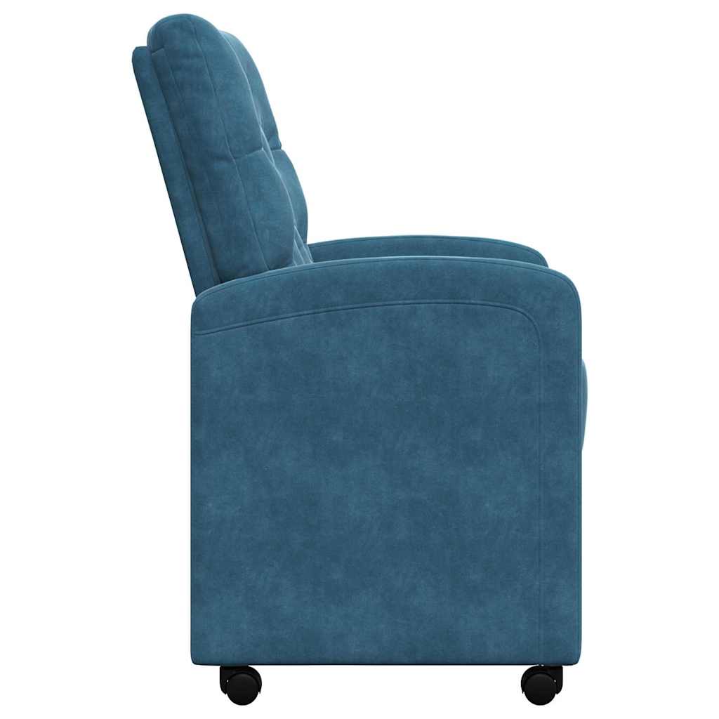 Esszimmerstühle mit Rollen 2 Stk. Samt Blau 58 x 67 x 97 cm