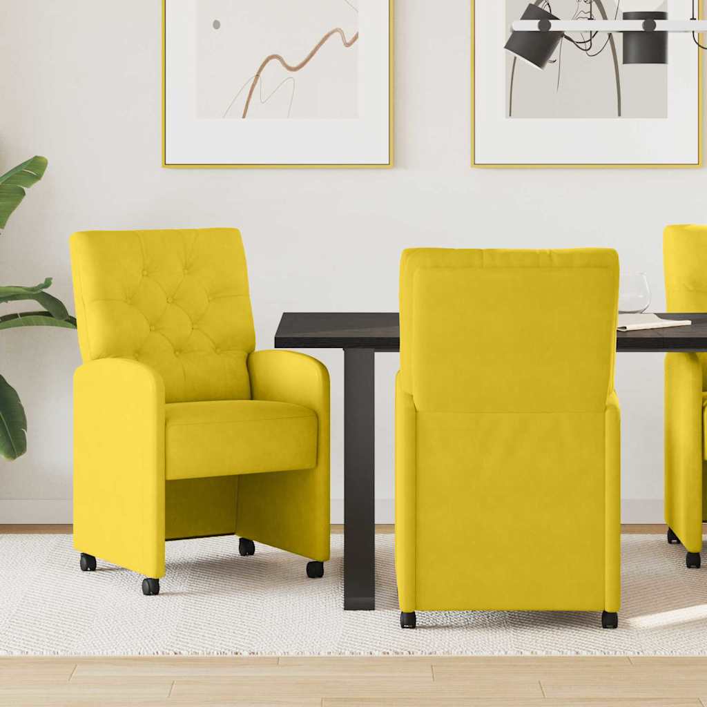 Esszimmerstühle mit Rollen 2 stk. Samt Gelb 58 x 67 x 97 cm