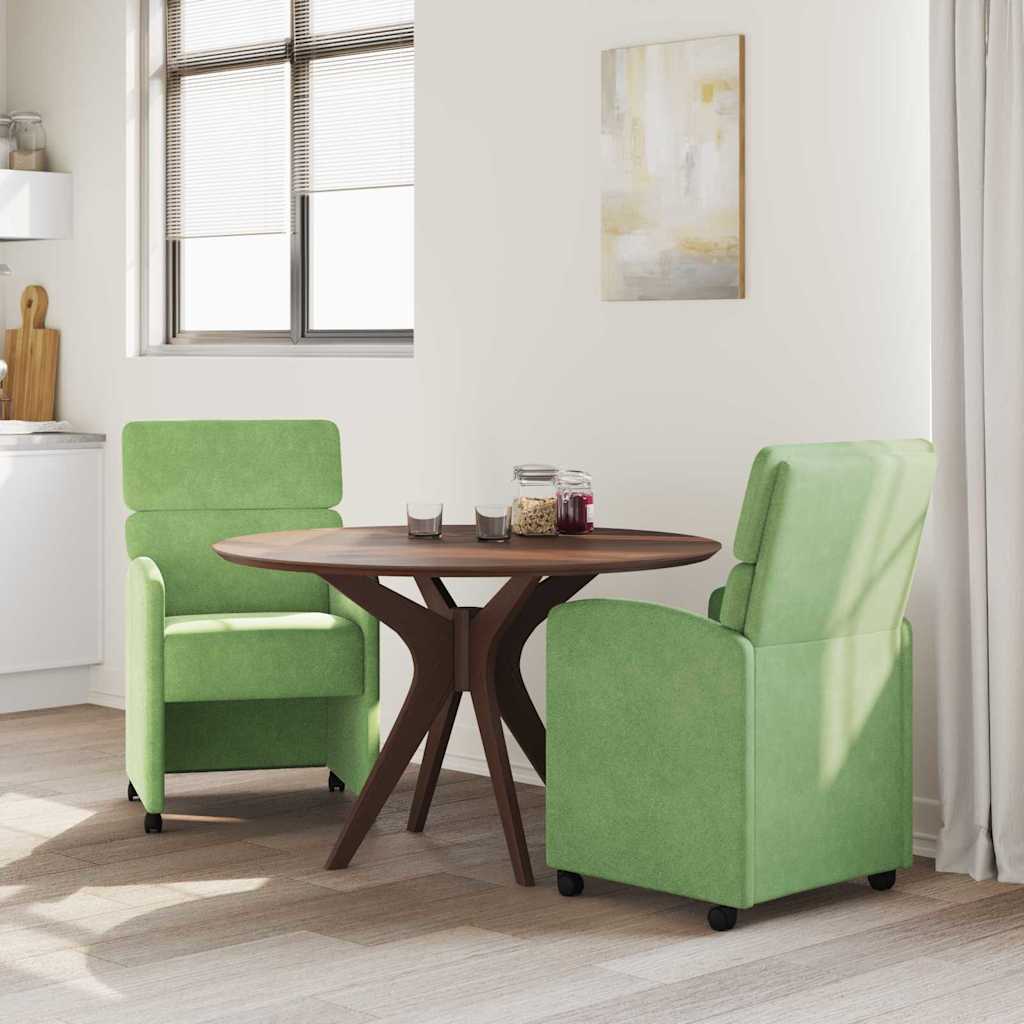 Esszimmerstühle mit Rollen 2 Stk. Samt Hellgrün 58 x 65 x 98 cm