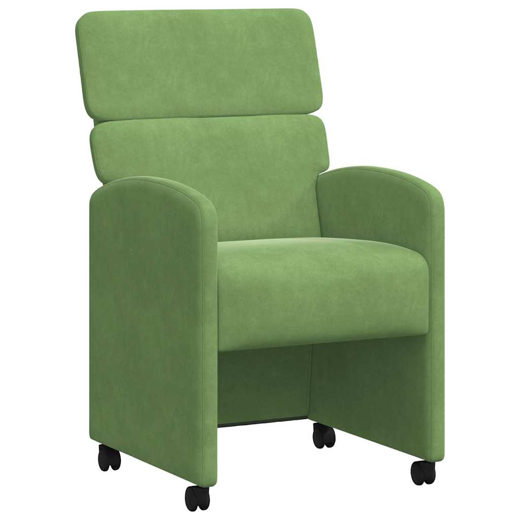Esszimmerstühle mit Rollen 2 stk. Samt Hellgrün 58 x 65 x 98 cm