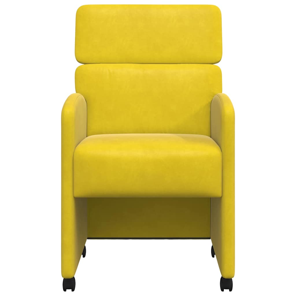 Esszimmerstühle mit Rollen 2 Stk. Samt Gelb 58 x 65 x 98 cm
