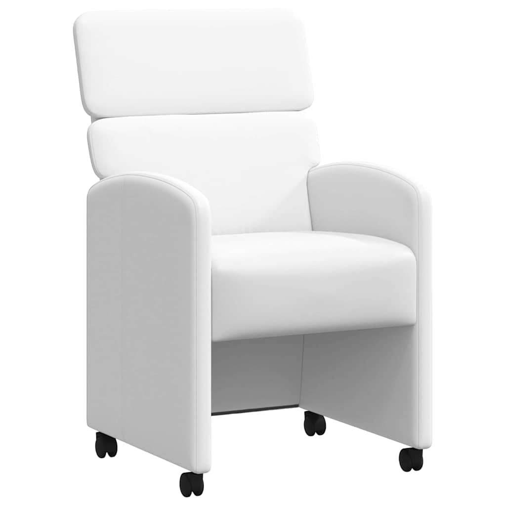 Esszimmerstühle mit Rollen 2 Stk. Kunstleder Weiß