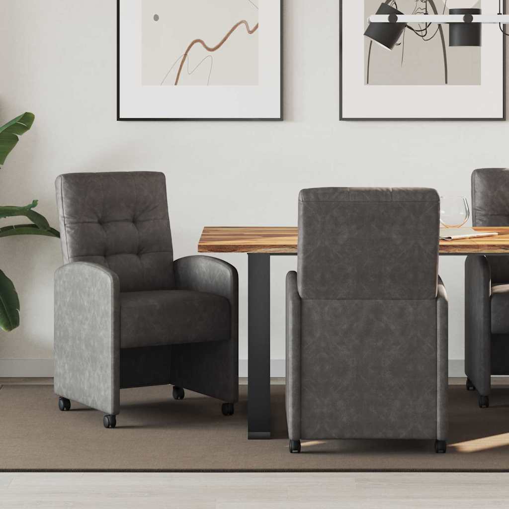 Esszimmerstühle mit Rollen 2 stk. Kunstleder Schwarz