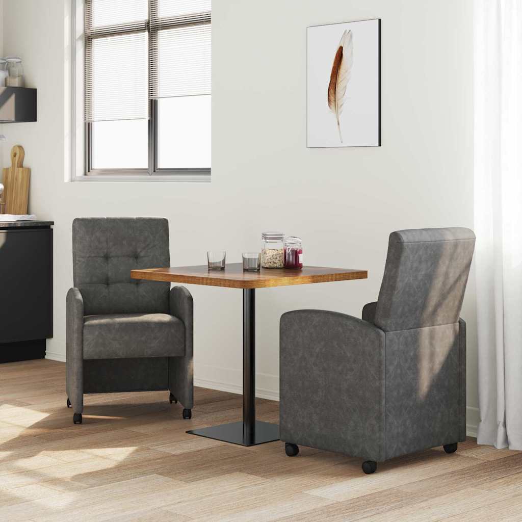 Esszimmerstühle mit Rollen 2 Stk. Kunstleder Schwarz