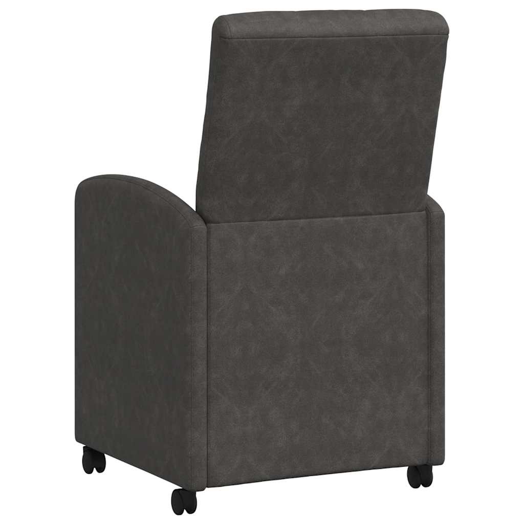 Esszimmerstühle mit Rollen 2 Stk. Kunstleder Schwarz