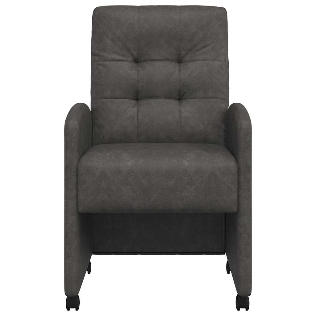 Esszimmerstühle mit Rollen 2 Stk. Kunstleder Schwarz