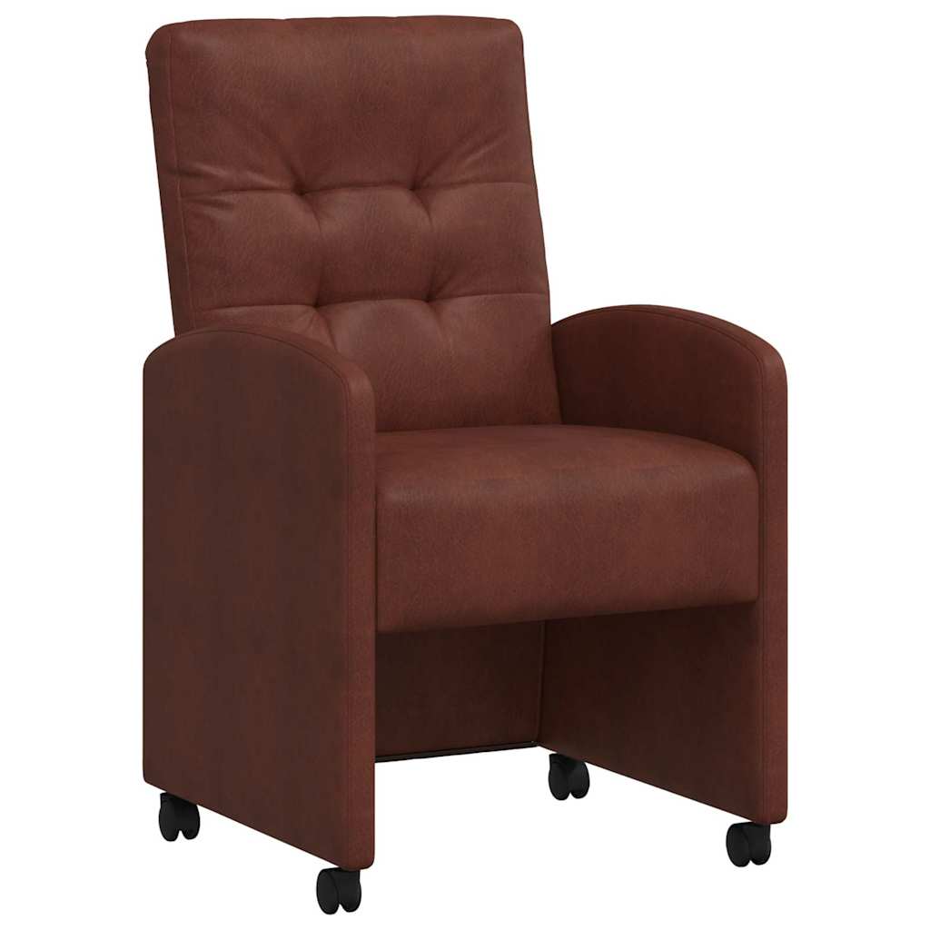 Esszimmerstühle mit Rollen 2 Stk. Kunstleder Glänzendes Braun