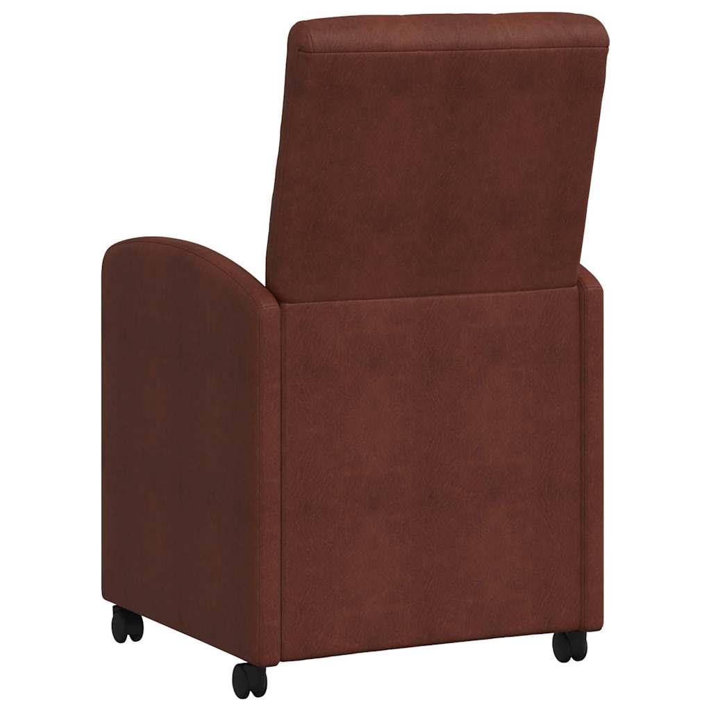 Esszimmerstühle mit Rollen 2 Stk. Kunstleder Glänzendes Braun
