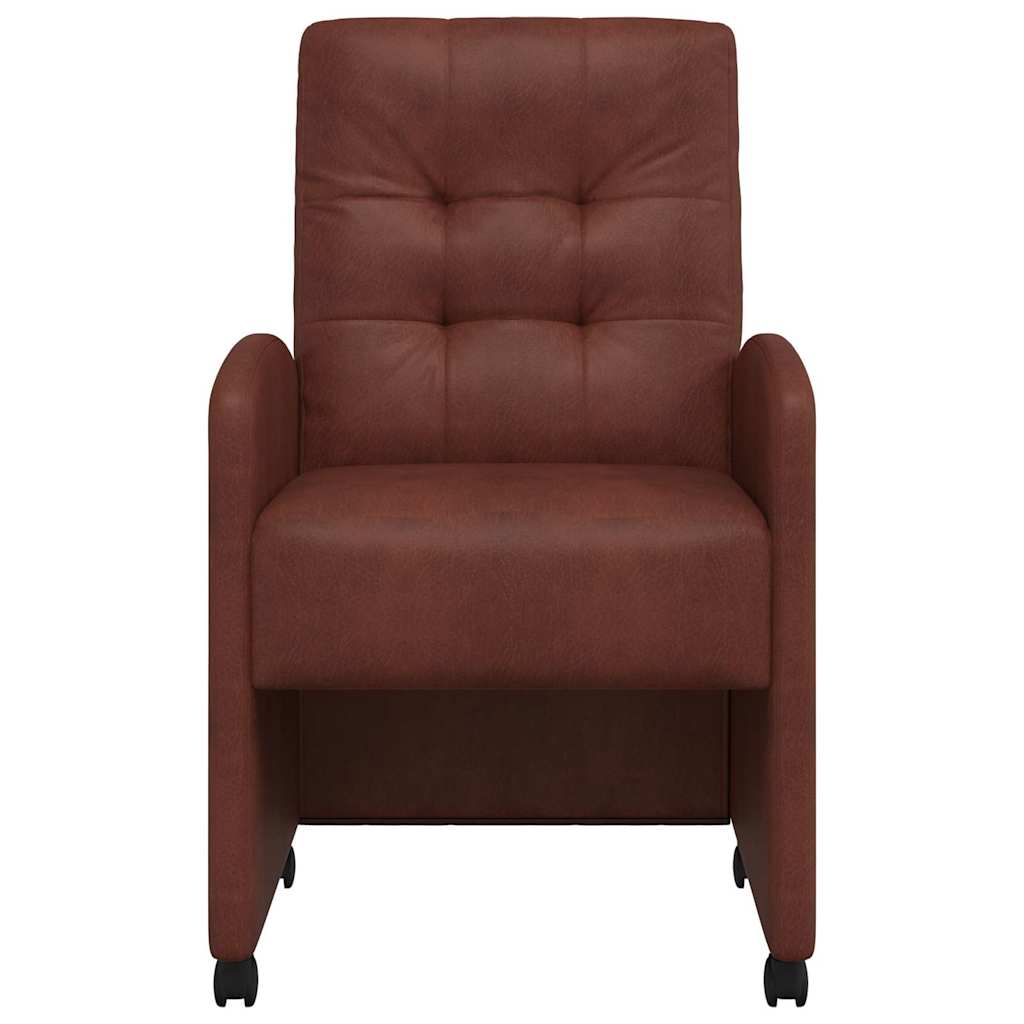 Esszimmerstühle mit Rollen 2 Stk. Kunstleder Glänzendes Braun