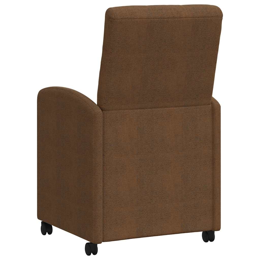 Esszimmerstühle mit Rollen 2 Stk. Kunstwildleder Braun