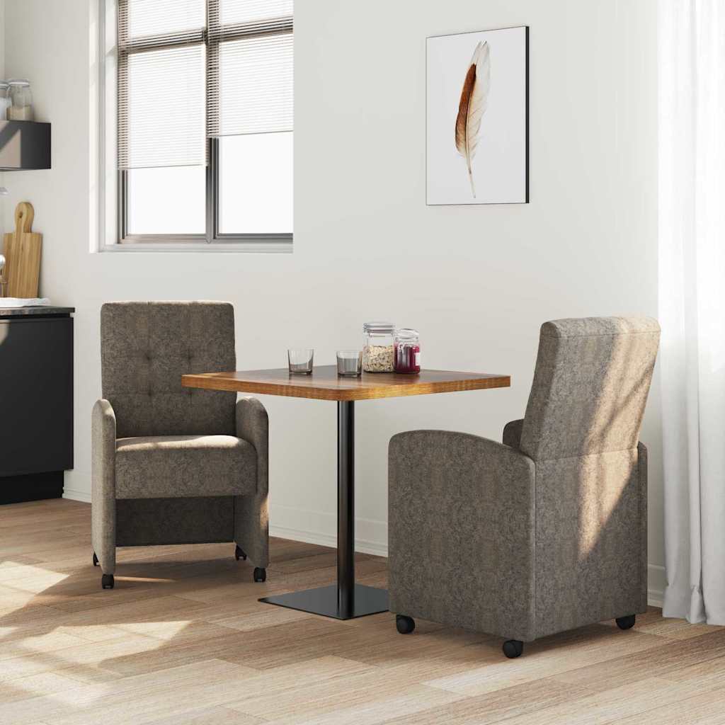 Esszimmerstühle mit Rollen 2 Stk. Kunstwildleder Dunkelgrau