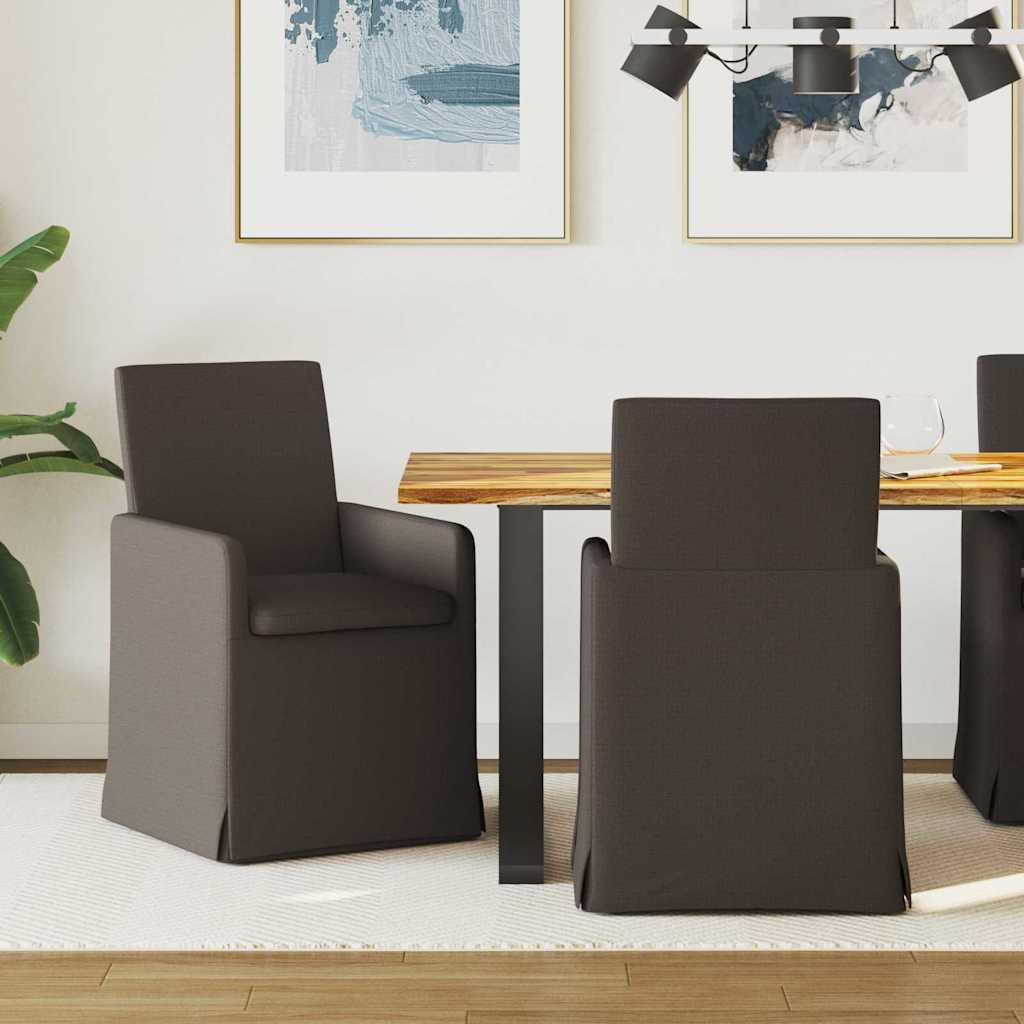 Esszimmerstühle 2 Stk. Leinen Dunkelgrau 57 x 67 x 95 cm