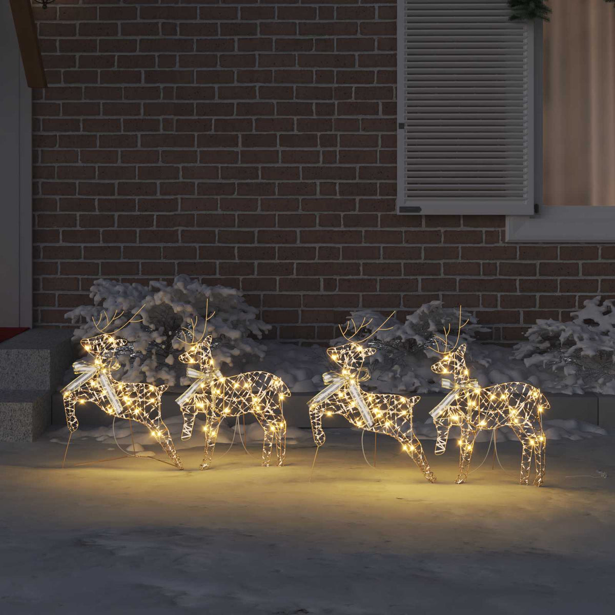 LED Rentiere 4 stk. 80 LEDs Gold 44 x 18 x 65,5 cm PET
