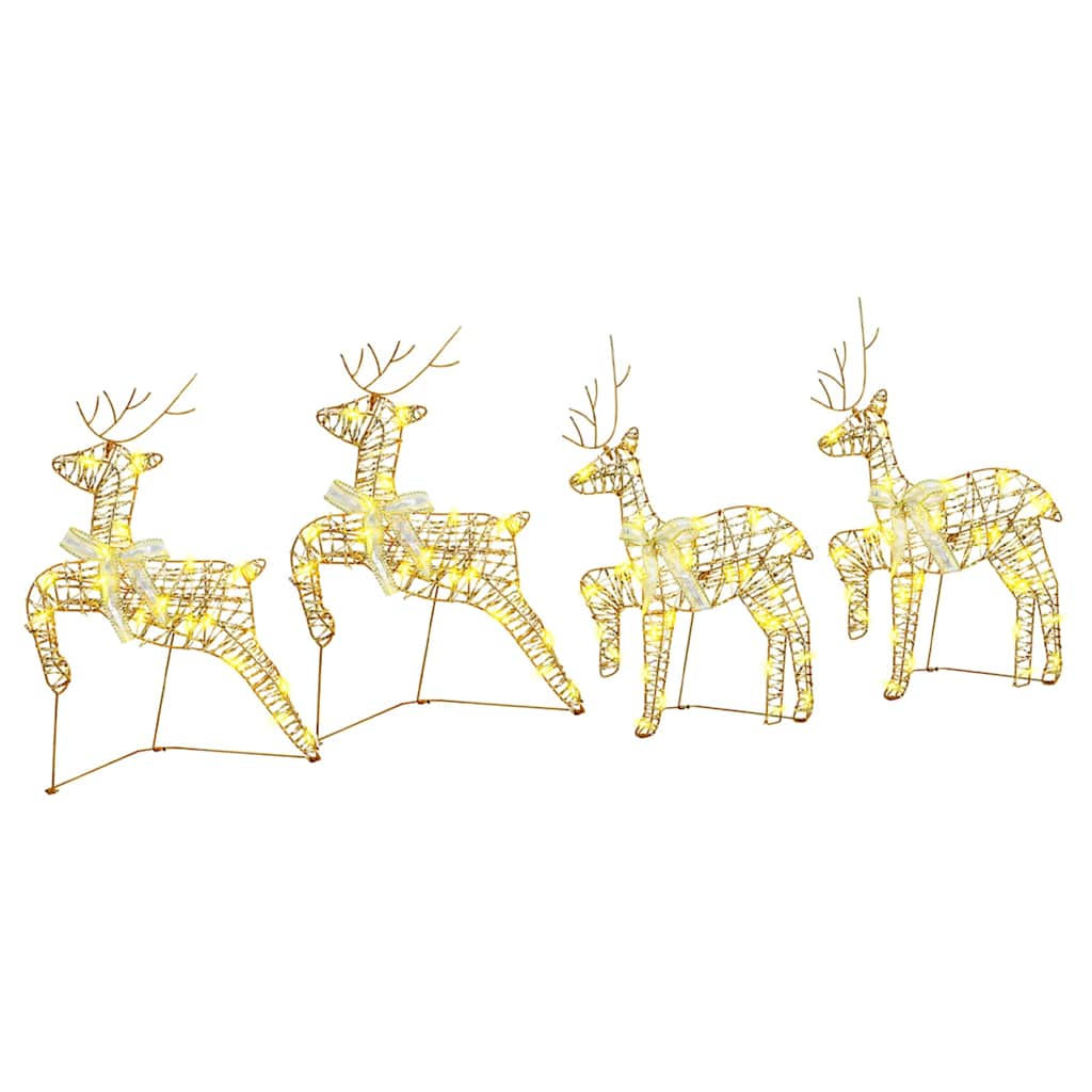 LED Rentiere 4 stk. 80 LEDs Gold 44 x 18 x 65,5 cm PET