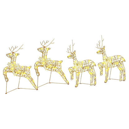 LED Rentiere 4 stk. 80 LEDs Gold 44 x 18 x 65,5 cm PET