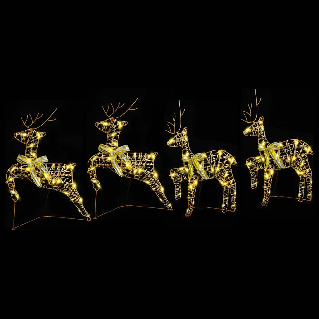 LED Rentiere 4 stk. 80 LEDs Gold 44 x 18 x 65,5 cm PET