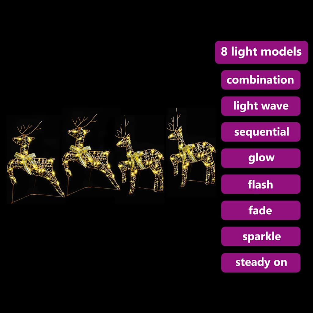 LED Rentiere 4 stk. 80 LEDs Gold 44 x 18 x 65,5 cm PET