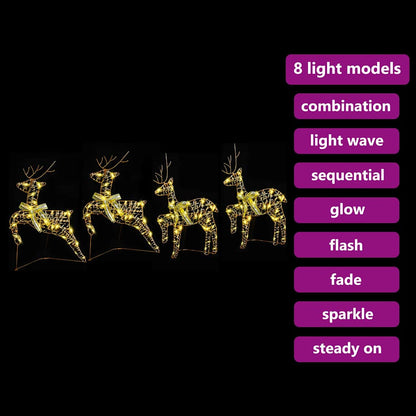 LED Rentiere 4 stk. 80 LEDs Gold 44 x 18 x 65,5 cm PET