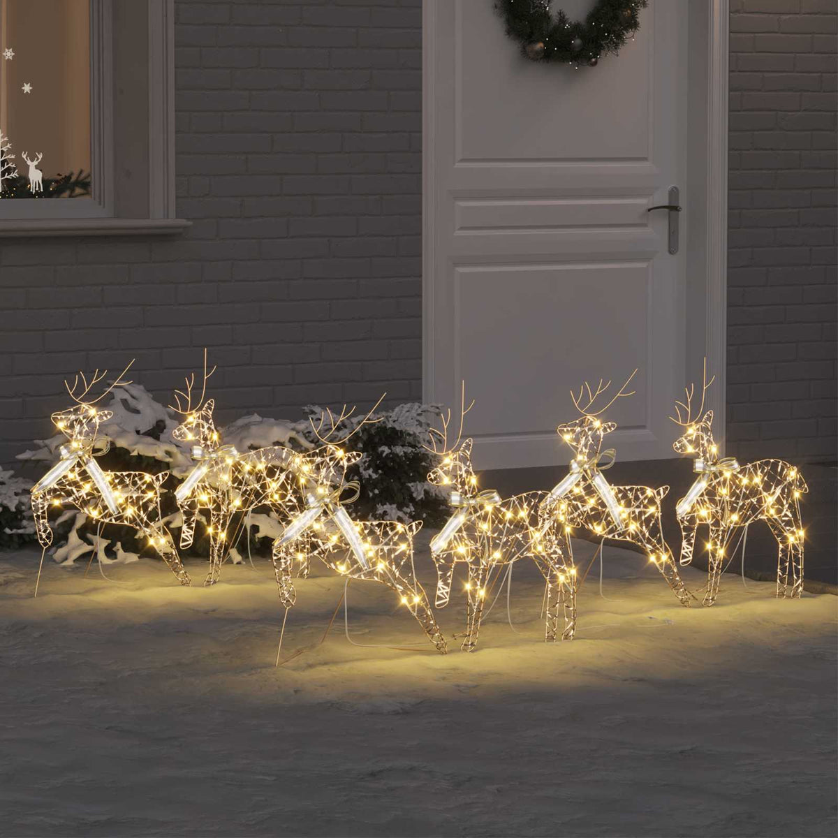 LED Rentiere 6 stk. 180 LEDs Gold 44 x 18 x 65,5 cm PET