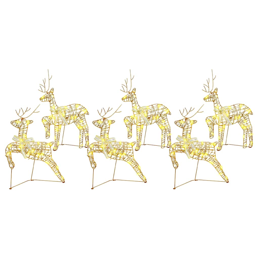 LED Rentiere 6 stk. 180 LEDs Gold 44 x 18 x 65,5 cm PET