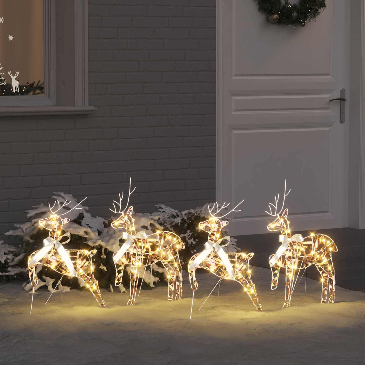 LED Rentiere 4 stk. 80 LEDs Multicolor 44 x 18 x 65,5 cm PET