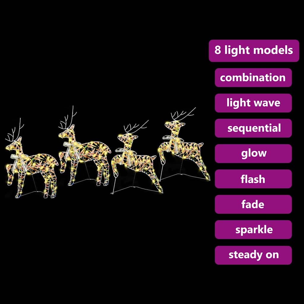 LED Rentiere 4 stk. 80 LEDs Multicolor 44 x 18 x 65,5 cm PET