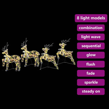LED Rentiere 4 stk. 80 LEDs Multicolor 44 x 18 x 65,5 cm PET