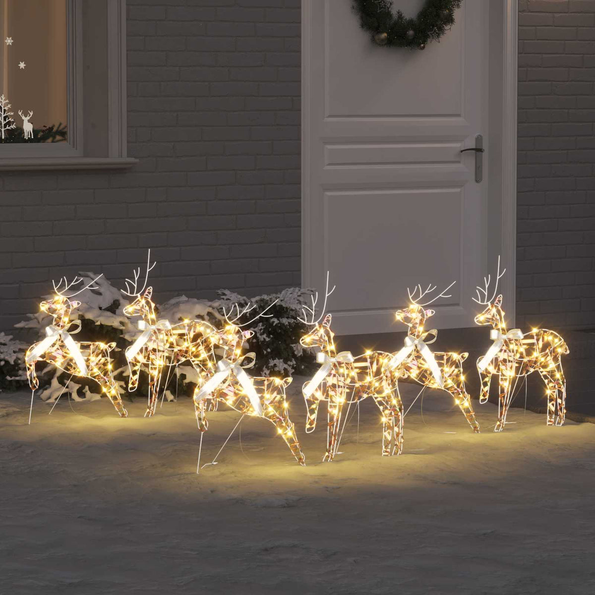 LED Rentiere 6 stk. 180 LEDs Multicolor 44 x 18 x 65,5 cm PET