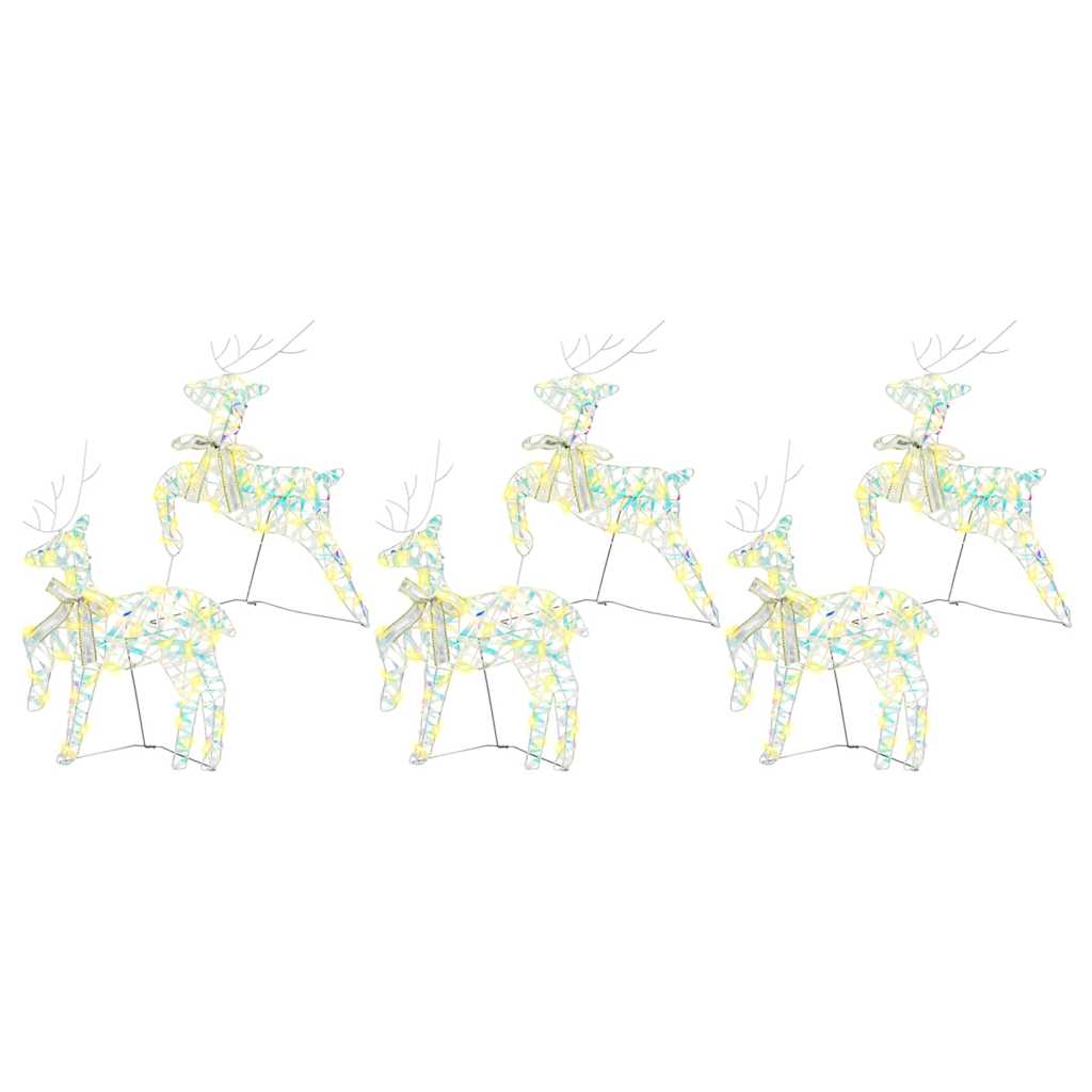 LED Rentiere 6 stk. 180 LEDs Multicolor 44 x 18 x 65,5 cm PET