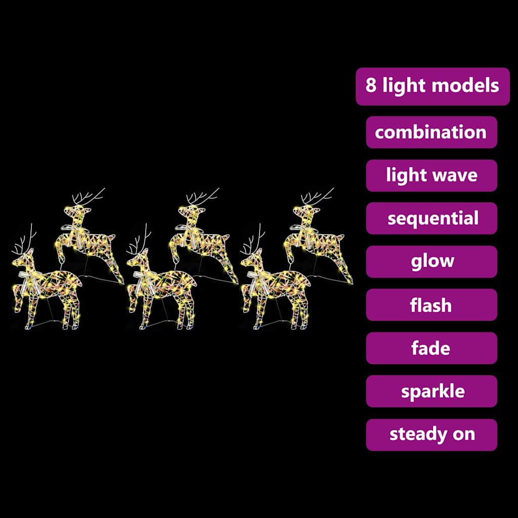LED Rentiere 6 stk. 180 LEDs Multicolor 44 x 18 x 65,5 cm PET