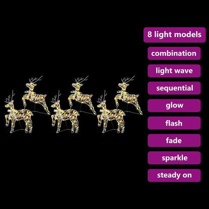 LED Rentiere 6 stk. 180 LEDs Multicolor 44 x 18 x 65,5 cm PET
