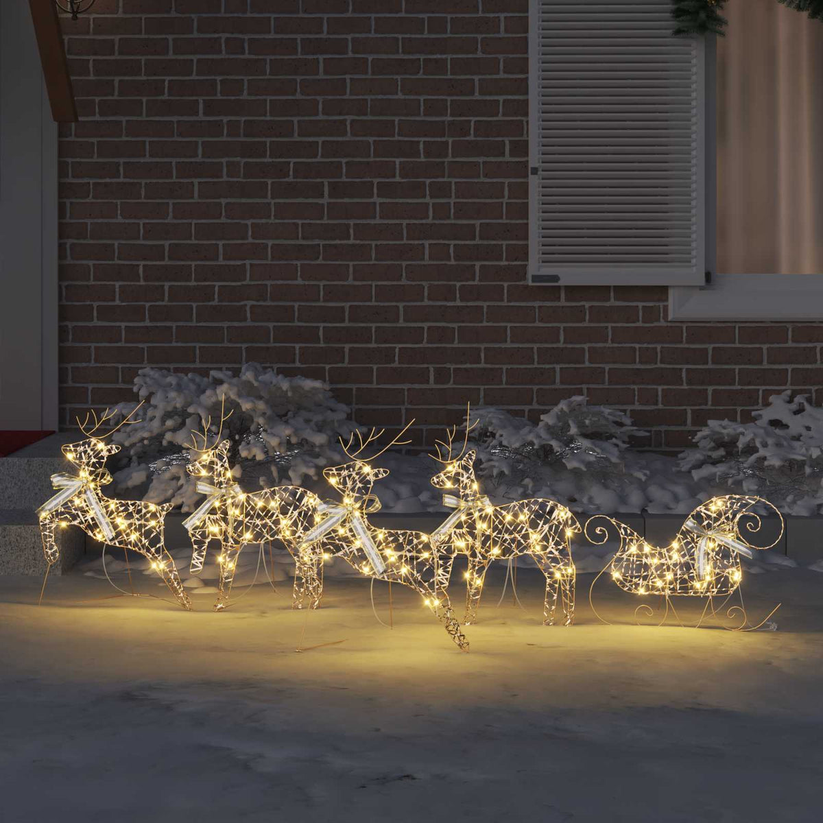 LED Rentiere 5 stk. 40 LEDs Gold 44 x 18 x 65,5 cm PET