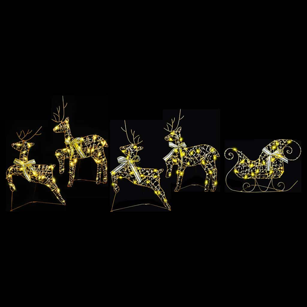 LED Rentiere 5 stk. 40 LEDs Gold 44 x 18 x 65,5 cm PET