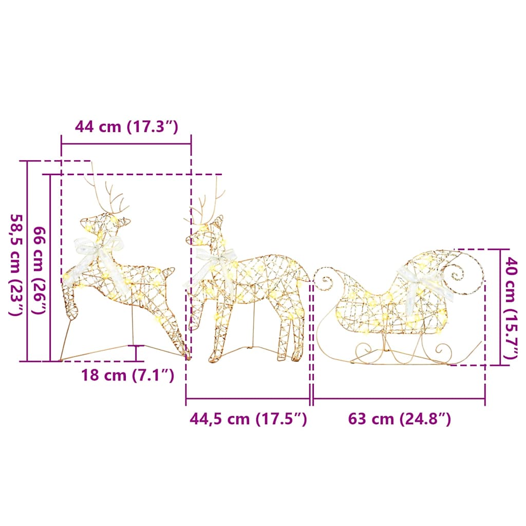 LED Rentiere 5 stk. 40 LEDs Gold 44 x 18 x 65,5 cm PET
