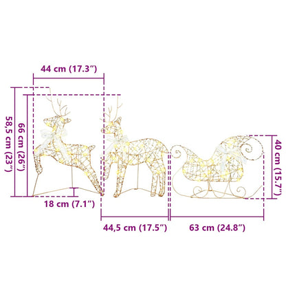 LED Rentiere 5 stk. 40 LEDs Gold 44 x 18 x 65,5 cm PET