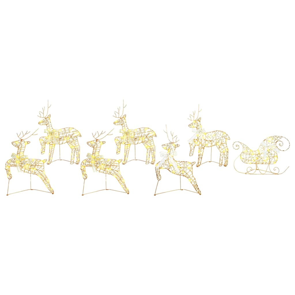 LED Rentiere 7 stk. 40 LEDs Gold 44 x 18 x 65,5 cm PET