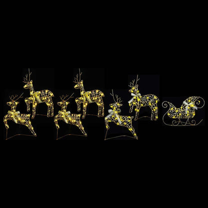 LED Rentiere 7 stk. 40 LEDs Gold 44 x 18 x 65,5 cm PET